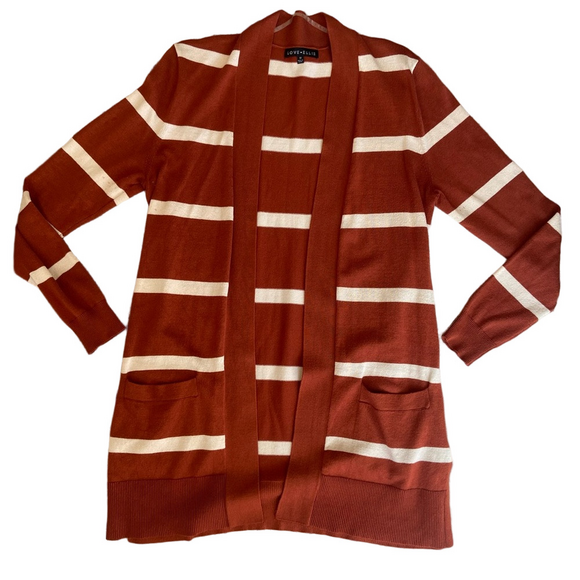 love ellie Sweaters - Love Ellie Rust and Cream Striped Cardigan